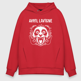 Мужское худи Oversize хлопок с принтом Avril Lavigne rock panda в Белгороде, френч-терри — 70% хлопок, 30% полиэстер. Мягкий теплый начес внутри —100% хлопок | боковые карманы, эластичные манжеты и нижняя кромка, капюшон на магнитной кнопке | 