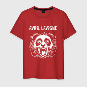 Мужская футболка хлопок с принтом Avril Lavigne rock panda в Белгороде, 100% хлопок | прямой крой, круглый вырез горловины, длина до линии бедер, слегка спущенное плечо. | 