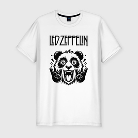 Мужская футболка хлопок Slim с принтом Led Zeppelin   rock panda в Новосибирске, 92% хлопок, 8% лайкра | приталенный силуэт, круглый вырез ворота, длина до линии бедра, короткий рукав | 