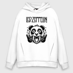 Мужское худи Oversize хлопок с принтом Led Zeppelin   rock panda в Санкт-Петербурге, френч-терри — 70% хлопок, 30% полиэстер. Мягкий теплый начес внутри —100% хлопок | боковые карманы, эластичные манжеты и нижняя кромка, капюшон на магнитной кнопке | Тематика изображения на принте: 