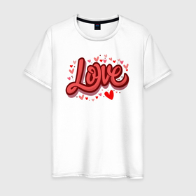 Мужская футболка хлопок с принтом Любовь имя или слово в Тюмени, 100% хлопок | прямой крой, круглый вырез горловины, длина до линии бедер, слегка спущенное плечо. | 