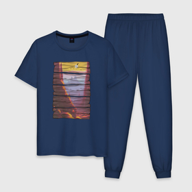 Мужская пижама хлопок с принтом Поиски вершин в Новосибирске, 100% хлопок | брюки и футболка прямого кроя, без карманов, на брюках мягкая резинка на поясе и по низу штанин
 | Тематика изображения на принте: 