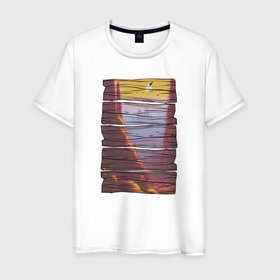 Мужская футболка хлопок с принтом Поиски вершин в Екатеринбурге, 100% хлопок | прямой крой, круглый вырез горловины, длина до линии бедер, слегка спущенное плечо. | 