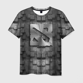 Мужская футболка 3D с принтом Dota   metal texture в Новосибирске, 100% полиэфир | прямой крой, круглый вырез горловины, длина до линии бедер | Тематика изображения на принте: 