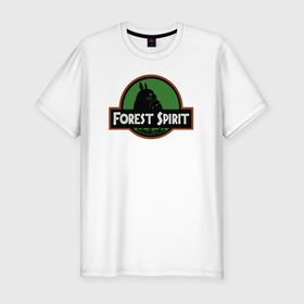 Мужская футболка хлопок Slim с принтом Тоторо дух леса в Петрозаводске, 92% хлопок, 8% лайкра | приталенный силуэт, круглый вырез ворота, длина до линии бедра, короткий рукав | 