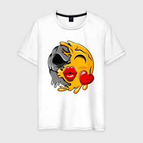 Мужская футболка хлопок с принтом Kiss smile в Новосибирске, 100% хлопок | прямой крой, круглый вырез горловины, длина до линии бедер, слегка спущенное плечо. | 
