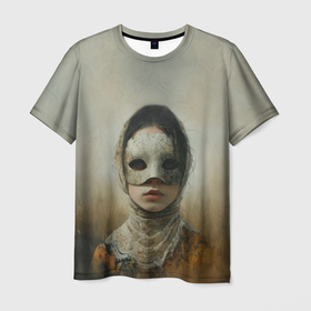 Мужская футболка 3D с принтом Юная девушка в маске в Екатеринбурге, 100% полиэфир | прямой крой, круглый вырез горловины, длина до линии бедер | Тематика изображения на принте: 