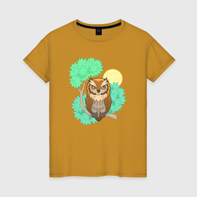 Женская футболка хлопок с принтом Милая маленькая сова в Кировске, 100% хлопок | прямой крой, круглый вырез горловины, длина до линии бедер, слегка спущенное плечо | 