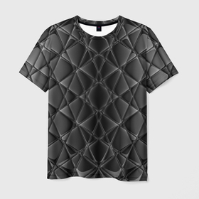 Мужская футболка 3D с принтом Чёрная кожа абстракция , 100% полиэфир | прямой крой, круглый вырез горловины, длина до линии бедер | 