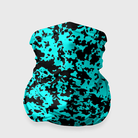 Бандана-труба 3D с принтом Пятнистый яркий чёрно голубой в Новосибирске, 100% полиэстер, ткань с особыми свойствами — Activecool | плотность 150‒180 г/м2; хорошо тянется, но сохраняет форму | 