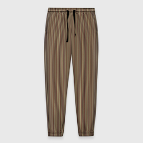 Мужские брюки 3D с принтом Светлый коричневый в тонкую полоску в Санкт-Петербурге, 100% полиэстер | манжеты по низу, эластичный пояс регулируется шнурком, по бокам два кармана без застежек, внутренняя часть кармана из мелкой сетки | 