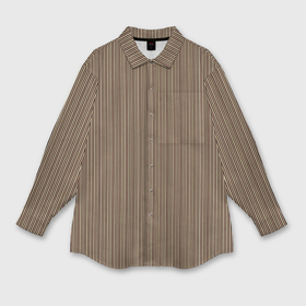 Мужская рубашка oversize 3D с принтом Светлый коричневый в тонкую полоску в Санкт-Петербурге,  |  | 