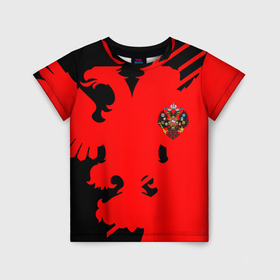Детская футболка 3D с принтом Герб России абстракция спорт текстура в Белгороде, 100% гипоаллергенный полиэфир | прямой крой, круглый вырез горловины, длина до линии бедер, чуть спущенное плечо, ткань немного тянется | 