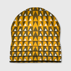 Шапка 3D с принтом Узор из треугольников жёлтый в Новосибирске, 100% полиэстер | универсальный размер, печать по всей поверхности изделия | 