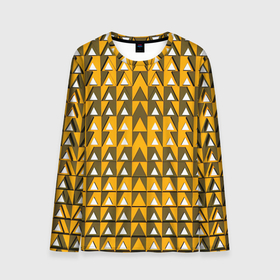 Мужской лонгслив 3D с принтом Узор из треугольников жёлтый в Екатеринбурге, 100% полиэстер | длинные рукава, круглый вырез горловины, полуприлегающий силуэт | 