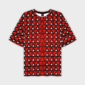 Мужская футболка oversize 3D с принтом Узор из треугольников с чёрной обводкой красный в Белгороде,  |  | Тематика изображения на принте: 