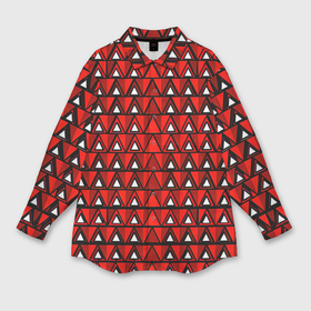 Мужская рубашка oversize 3D с принтом Узор из треугольников с чёрной обводкой красный в Кировске,  |  | Тематика изображения на принте: 