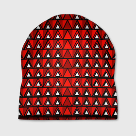 Шапка 3D с принтом Узор из треугольников с чёрной обводкой красный в Кировске, 100% полиэстер | универсальный размер, печать по всей поверхности изделия | 