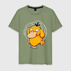 Мужская футболка хлопок с принтом Желтая утка псидак в Санкт-Петербурге, 100% хлопок | прямой крой, круглый вырез горловины, длина до линии бедер, слегка спущенное плечо. | 