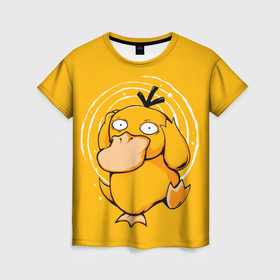 Женская футболка 3D с принтом Псидак желтая утка покемон в Санкт-Петербурге, 100% полиэфир ( синтетическое хлопкоподобное полотно) | прямой крой, круглый вырез горловины, длина до линии бедер | 