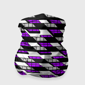 Бандана-труба 3D с принтом Фиолетовые треугольники и квадраты на белом фоне в Екатеринбурге, 100% полиэстер, ткань с особыми свойствами — Activecool | плотность 150‒180 г/м2; хорошо тянется, но сохраняет форму | Тематика изображения на принте: 