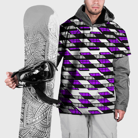 Накидка на куртку 3D с принтом Фиолетовые треугольники и квадраты на белом фоне в Екатеринбурге, 100% полиэстер |  | Тематика изображения на принте: 