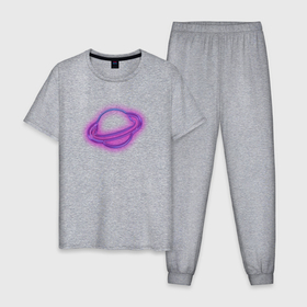Мужская пижама хлопок с принтом Сиреневая луна яркий неон в Курске, 100% хлопок | брюки и футболка прямого кроя, без карманов, на брюках мягкая резинка на поясе и по низу штанин
 | 