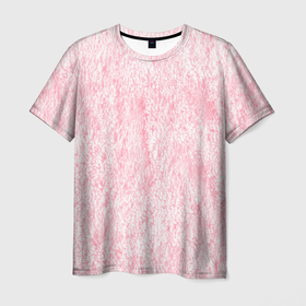 Мужская футболка 3D с принтом Розовая плюшевая мягкая текстура в Санкт-Петербурге, 100% полиэфир | прямой крой, круглый вырез горловины, длина до линии бедер | 