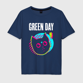 Мужская футболка хлопок Oversize с принтом Green Day rock star cat в Кировске, 100% хлопок | свободный крой, круглый ворот, “спинка” длиннее передней части | Тематика изображения на принте: 