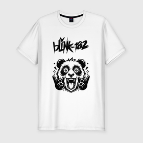 Мужская футболка хлопок Slim с принтом Blink 182   rock panda в Екатеринбурге, 92% хлопок, 8% лайкра | приталенный силуэт, круглый вырез ворота, длина до линии бедра, короткий рукав | 