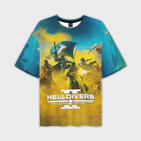 Мужская футболка oversize 3D с принтом Адские десантники против жуков   helldivers 2 в Курске,  |  | 