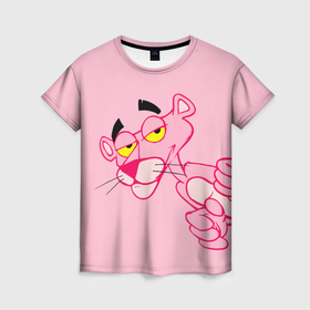 Женская футболка 3D с принтом Розовая пантера в Петрозаводске, 100% полиэфир ( синтетическое хлопкоподобное полотно) | прямой крой, круглый вырез горловины, длина до линии бедер | 
