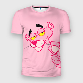 Мужская футболка 3D Slim с принтом Розовая пантера в Курске, 100% полиэстер с улучшенными характеристиками | приталенный силуэт, круглая горловина, широкие плечи, сужается к линии бедра | Тематика изображения на принте: 