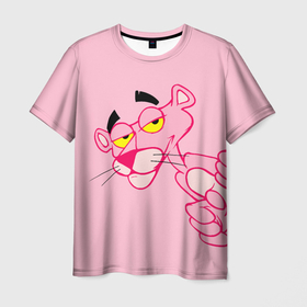 Мужская футболка 3D с принтом Розовая пантера в Екатеринбурге, 100% полиэфир | прямой крой, круглый вырез горловины, длина до линии бедер | Тематика изображения на принте: 