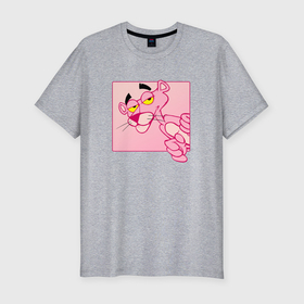 Мужская футболка хлопок Slim с принтом Розовая пантера из мультфильма в Екатеринбурге, 92% хлопок, 8% лайкра | приталенный силуэт, круглый вырез ворота, длина до линии бедра, короткий рукав | Тематика изображения на принте: 