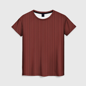 Женская футболка 3D с принтом Тёмно красный в тонкую полоску в Санкт-Петербурге, 100% полиэфир ( синтетическое хлопкоподобное полотно) | прямой крой, круглый вырез горловины, длина до линии бедер | 