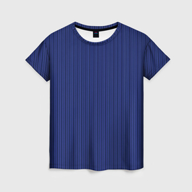 Женская футболка 3D с принтом Тёмный синий в тонкую полоску в Кировске, 100% полиэфир ( синтетическое хлопкоподобное полотно) | прямой крой, круглый вырез горловины, длина до линии бедер | 