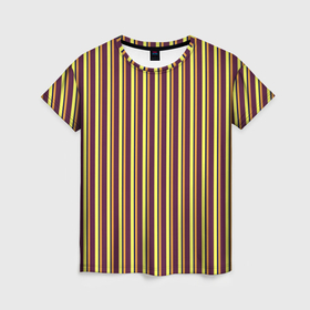 Женская футболка 3D с принтом Жёлто бордовый вертикальные полосы в Курске, 100% полиэфир ( синтетическое хлопкоподобное полотно) | прямой крой, круглый вырез горловины, длина до линии бедер | 