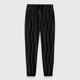 Мужские брюки 3D с принтом Чёрный с серыми полосками в Курске, 100% полиэстер | манжеты по низу, эластичный пояс регулируется шнурком, по бокам два кармана без застежек, внутренняя часть кармана из мелкой сетки | 