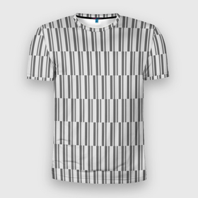 Мужская футболка 3D Slim с принтом Светло серый полоски , 100% полиэстер с улучшенными характеристиками | приталенный силуэт, круглая горловина, широкие плечи, сужается к линии бедра | 