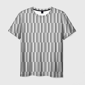 Мужская футболка 3D с принтом Светло серый полоски в Петрозаводске, 100% полиэфир | прямой крой, круглый вырез горловины, длина до линии бедер | 