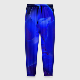 Мужские брюки 3D с принтом Неоновый синий цветок в Петрозаводске, 100% полиэстер | манжеты по низу, эластичный пояс регулируется шнурком, по бокам два кармана без застежек, внутренняя часть кармана из мелкой сетки | 
