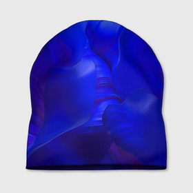 Шапка 3D с принтом Неоновый синий цветок в Петрозаводске, 100% полиэстер | универсальный размер, печать по всей поверхности изделия | 