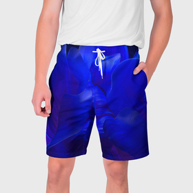 Мужские шорты 3D с принтом Неоновый синий цветок в Петрозаводске,  полиэстер 100% | прямой крой, два кармана без застежек по бокам. Мягкая трикотажная резинка на поясе, внутри которой широкие завязки. Длина чуть выше колен | 