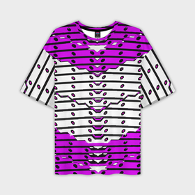 Мужская футболка oversize 3D с принтом Фиолетово белая техно броня в Петрозаводске,  |  | Тематика изображения на принте: 