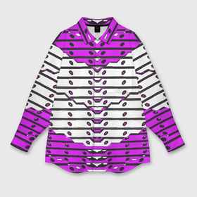 Мужская рубашка oversize 3D с принтом Фиолетово белая техно броня в Петрозаводске,  |  | Тематика изображения на принте: 