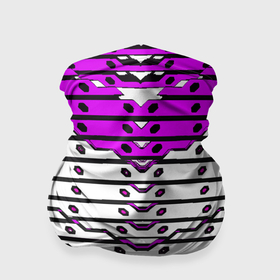 Бандана-труба 3D с принтом Фиолетово белая техно броня в Новосибирске, 100% полиэстер, ткань с особыми свойствами — Activecool | плотность 150‒180 г/м2; хорошо тянется, но сохраняет форму | 