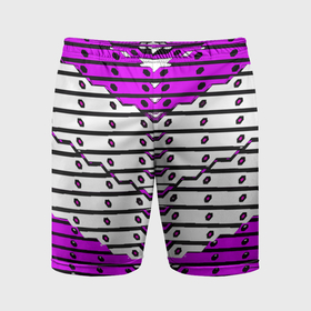 Мужские шорты спортивные с принтом Фиолетово белая техно броня в Курске,  |  | 