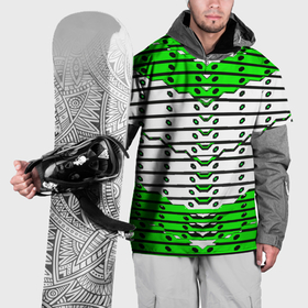Накидка на куртку 3D с принтом Зелёно белая техно броня в Петрозаводске, 100% полиэстер |  | 