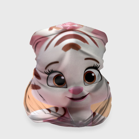 Бандана-труба 3D с принтом Детский тигренок девочка в Тюмени, 100% полиэстер, ткань с особыми свойствами — Activecool | плотность 150‒180 г/м2; хорошо тянется, но сохраняет форму | 